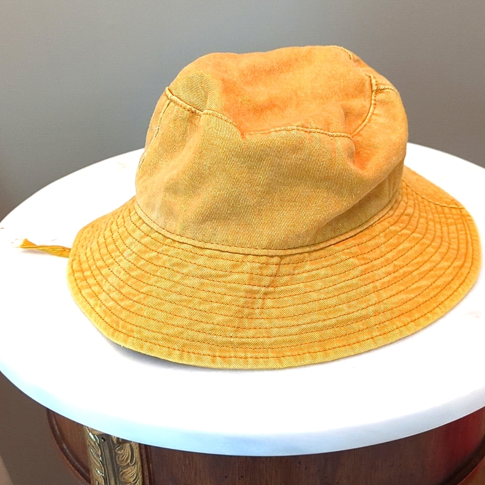 Gold Yellow Bucket Hat with Adjustable Strap inside